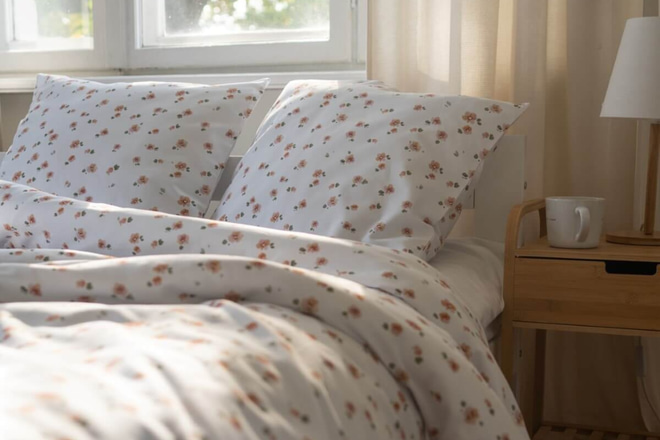 Housse de Couette en Satin de Coton - Petites Fleurs - 140x200