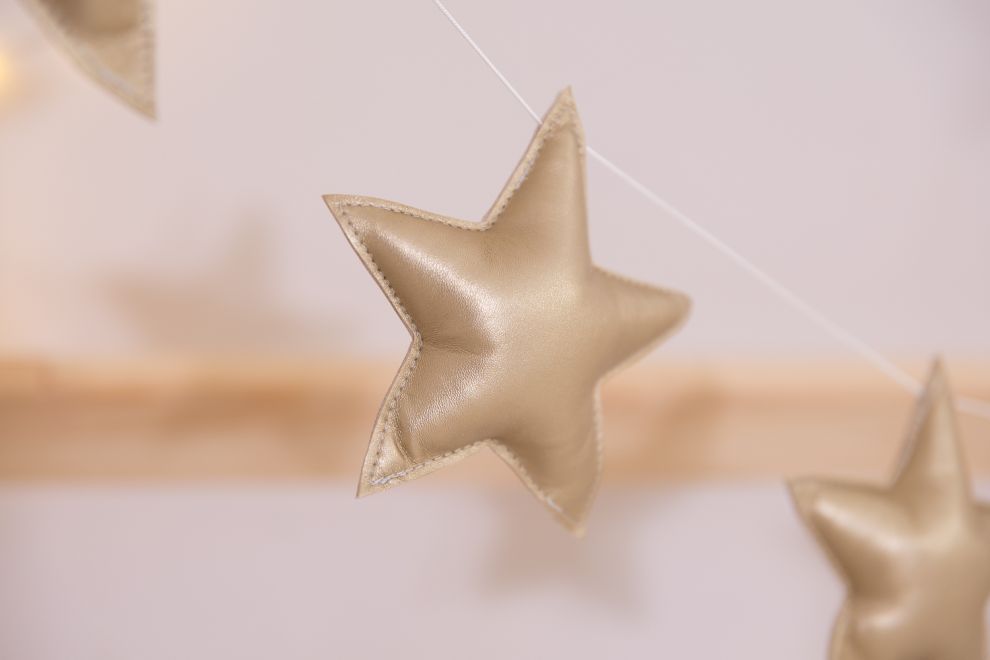 Eco Leather Star Garland - Gold