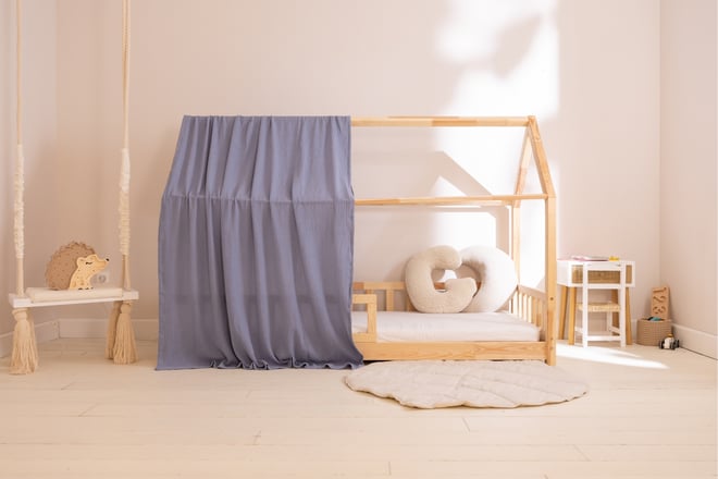 Tela Cama Casita Blanco con lunares dorados - Modelo K