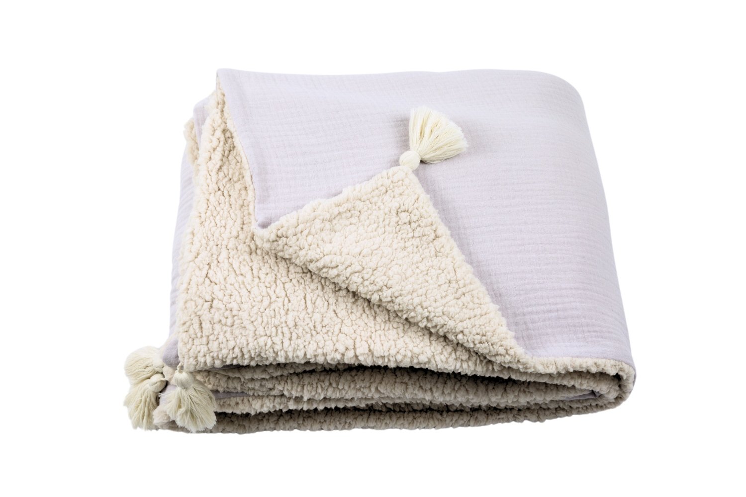 Double Sided Cotton Muslin and Boucle Blanket - Lilac