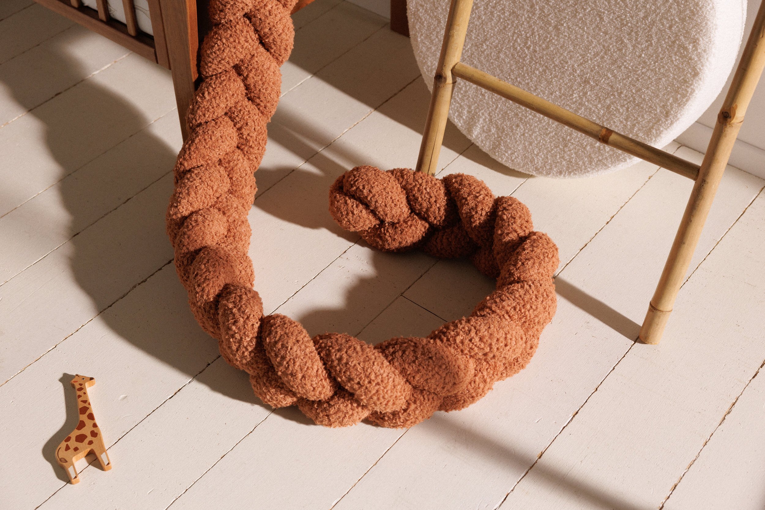 Cinnamon Boucle Bed Bumper - 3 Ropes