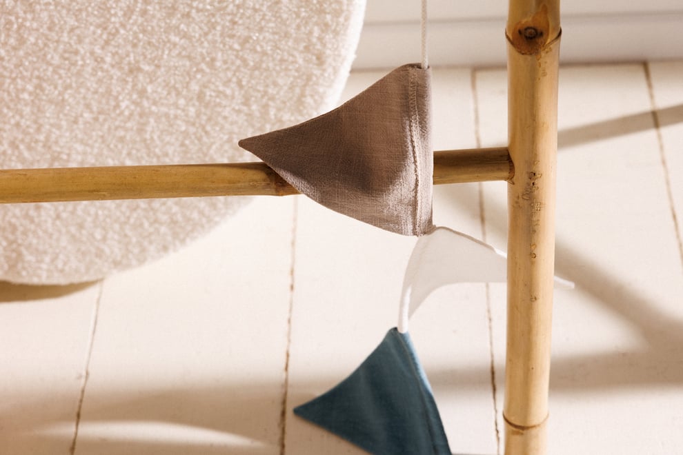 Linen Garland - Sand, Blue, White