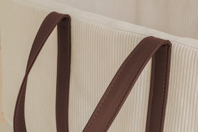 Berço de Veludo Cotelê com Suporte de Balanço - Natural