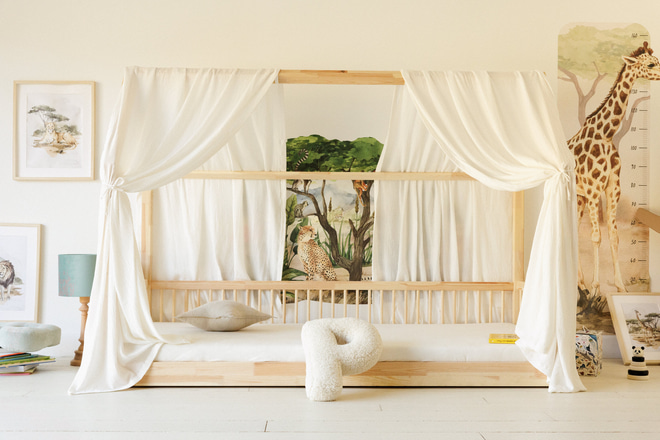 Plachta na domečkovou postel Off White – model L Double