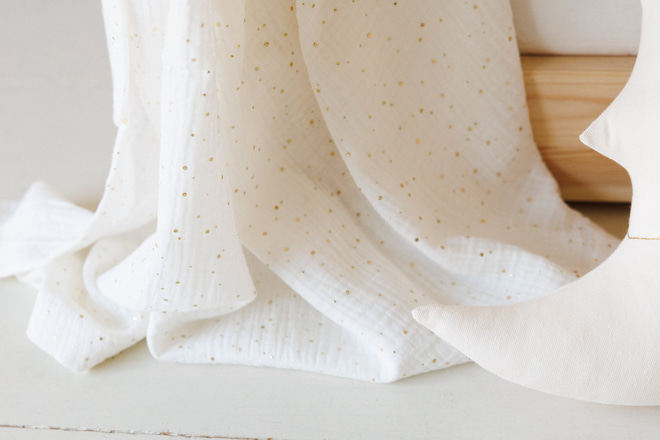 Bed Canopy - White & Gold Dots - Model K Double