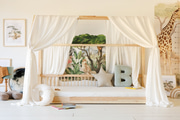 Bed Canopy - White & Gold Dots - Model K Double