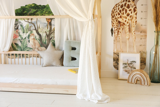 Bed Canopy - White & Gold Dots - Model K Double