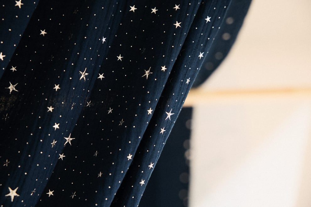 Bed Canopy - Marine Blue & Silver Stars - Model K Double