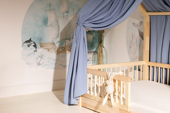 Hausbett-Himmel Himmelblau - Modell L Doppelt