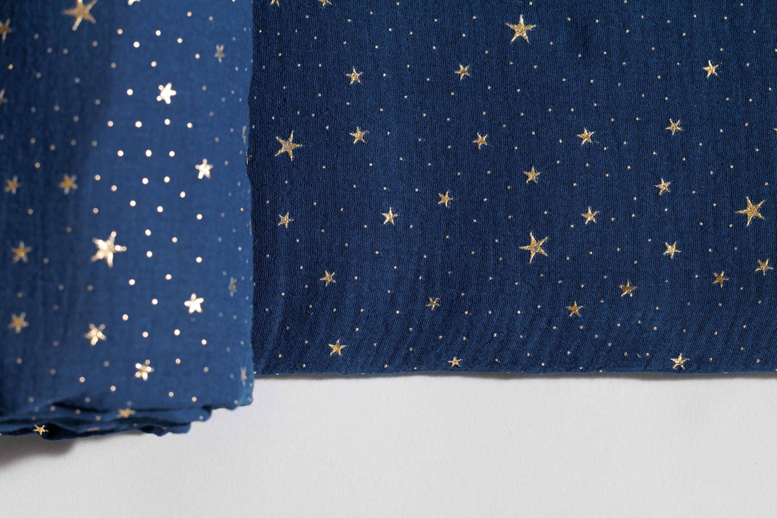 Bed Canopy - Marine Blue & Gold Stars - Model K Double