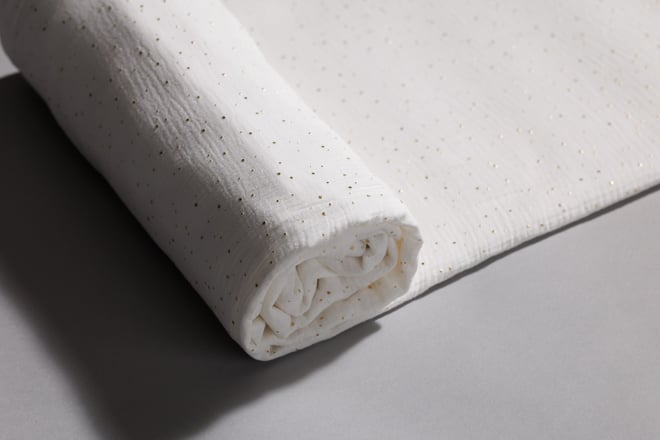 Bed Canopy - White & Gold Dots - Model K Double
