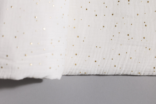 Hausbett-Himmel Weiß Goldpunkte - Modell K Doppelt