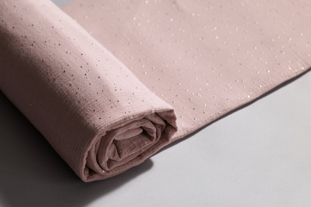 Toile de Lit Cabane Sepia Rosé à Pois Dorés - Modèle K Double