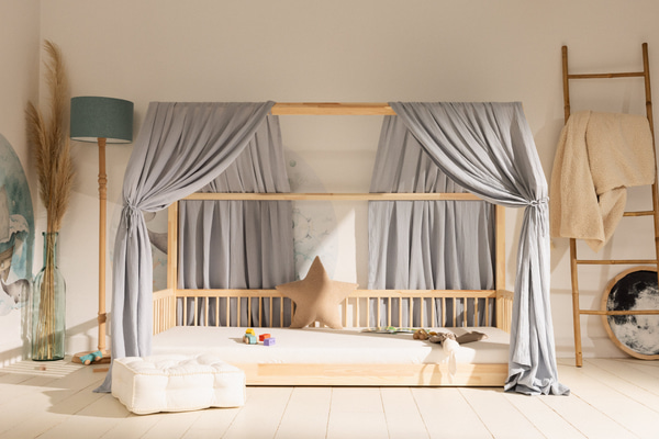 Plachta pro domečkovou postel šedá – model L Double