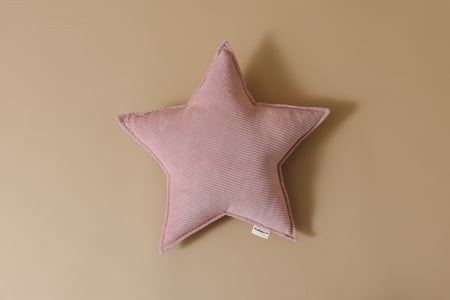 Almofada de Veludo Cotelê Estrela Rosa