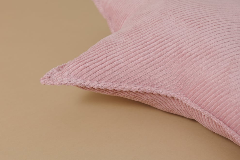 Coussin Étoile en Velours Côtelé Rose