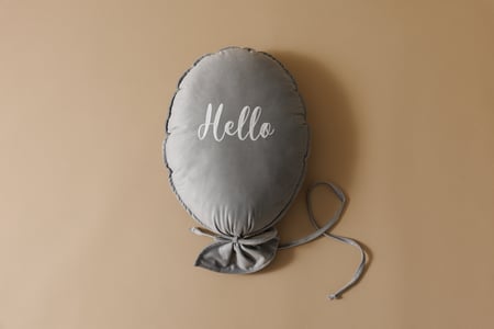 Decorative Balloon Cushion 'Hello' - Silver