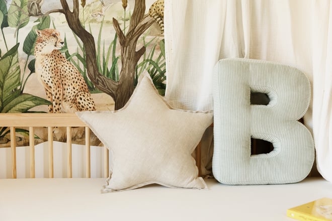 Letter Cushion B - Water Green Corduroy