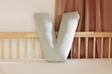 Coussin Lettre V - Velours Côtelé Vert d'eau