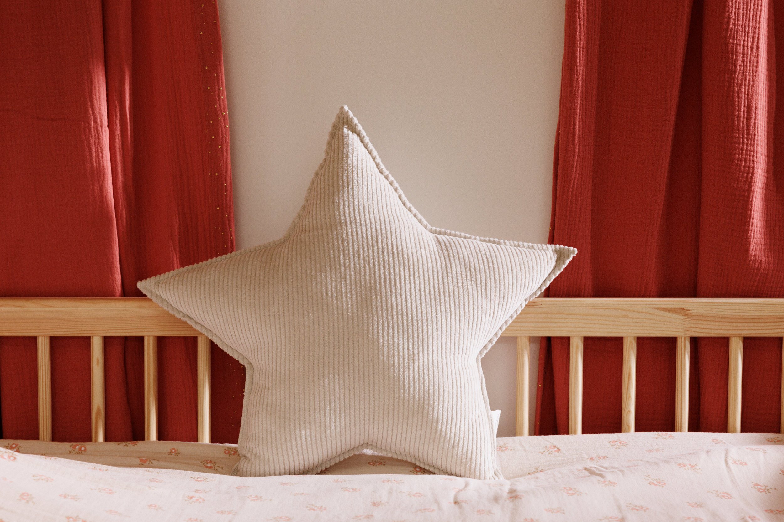 Ecru Star Corduroy Cushion