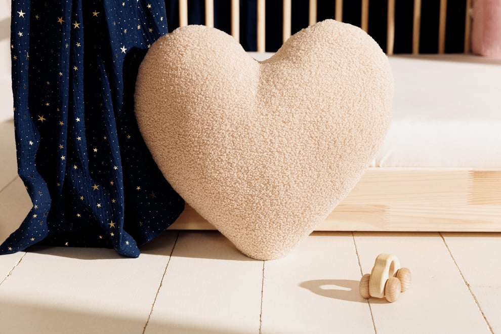 Chocolate Heart Cushion Boucle