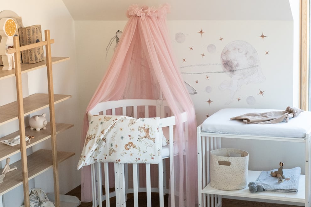 Pink Tulle Baby Bed Canopy with Frame