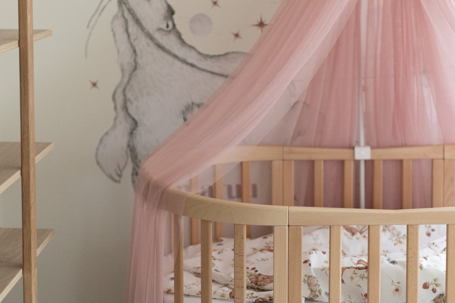 Baldacchino per Lettino Bebè in Tulle Rosa con Struttura