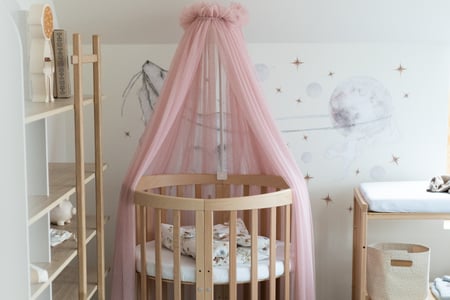 Baldacchino per Lettino Bebè in Tulle Rosa con Struttura