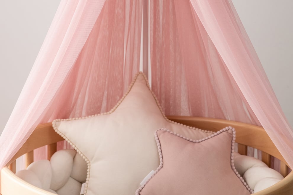 Pink Tulle Baby Bed Canopy with Frame