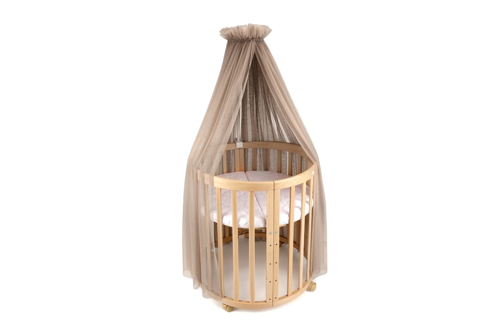 Taupe Tulle Baby Bed Canopy with Frame