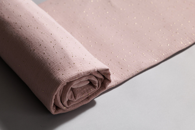 Plachta na Kabinovou Postel Sepia Rosé se Zlatými Puntíky - Model DK