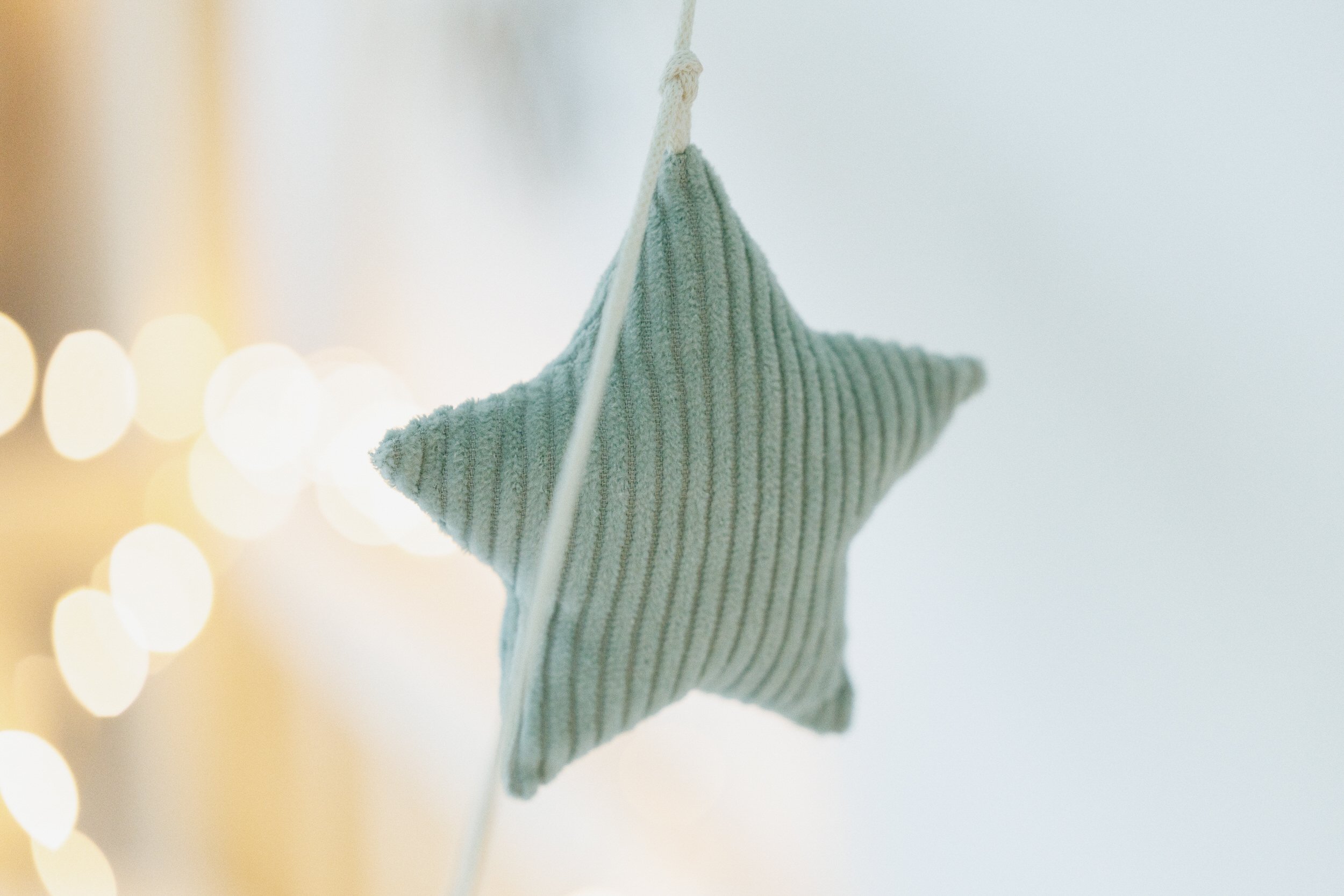 Corduroy Stars Garland Water Green