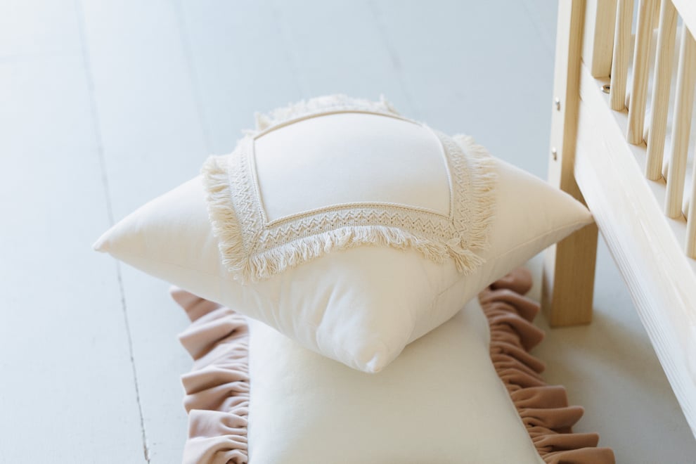 Boho Vanillla Cushion with Lace