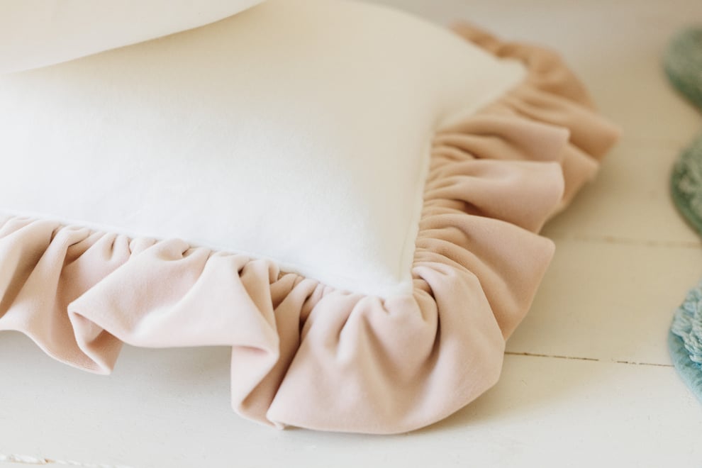 Milk Chocolate Velour Cushion with Ruffles