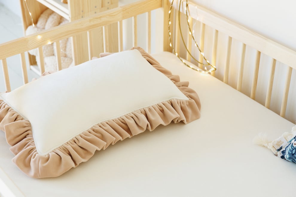 Milk Chocolate Velour Cushion with Ruffles