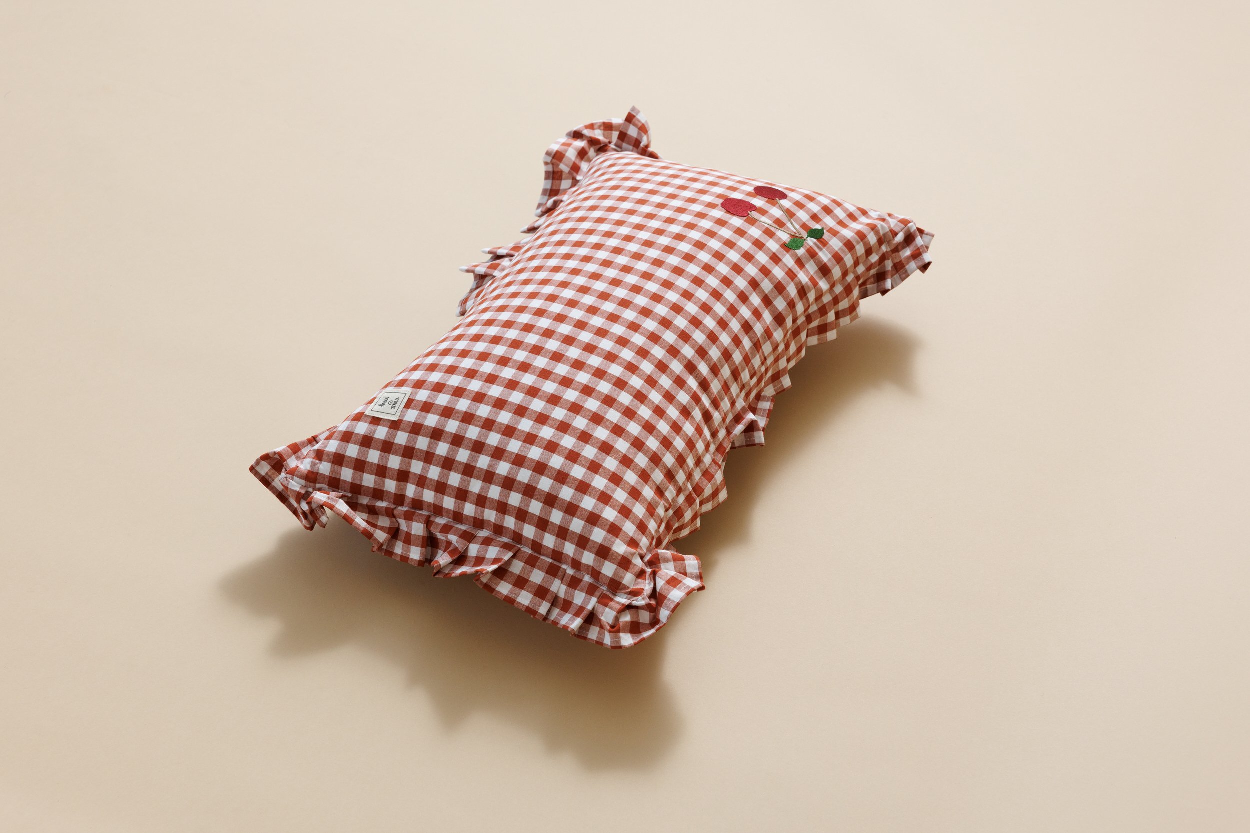 Checkered Cherry Cushion - Red