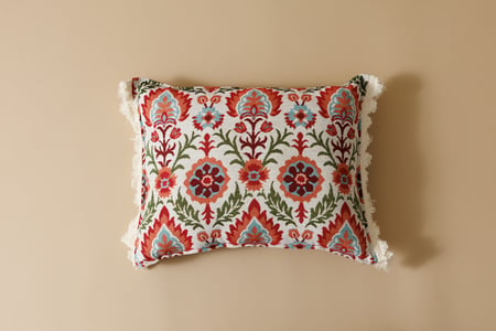 Scarlet Iris in Cancaya Cushion