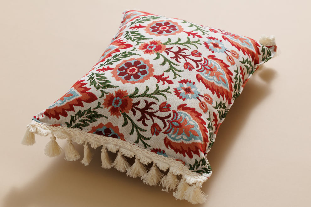 Scarlet Iris in Cancaya Cushion