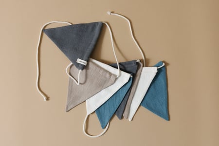 Linen Garland - Sand, Blue, White