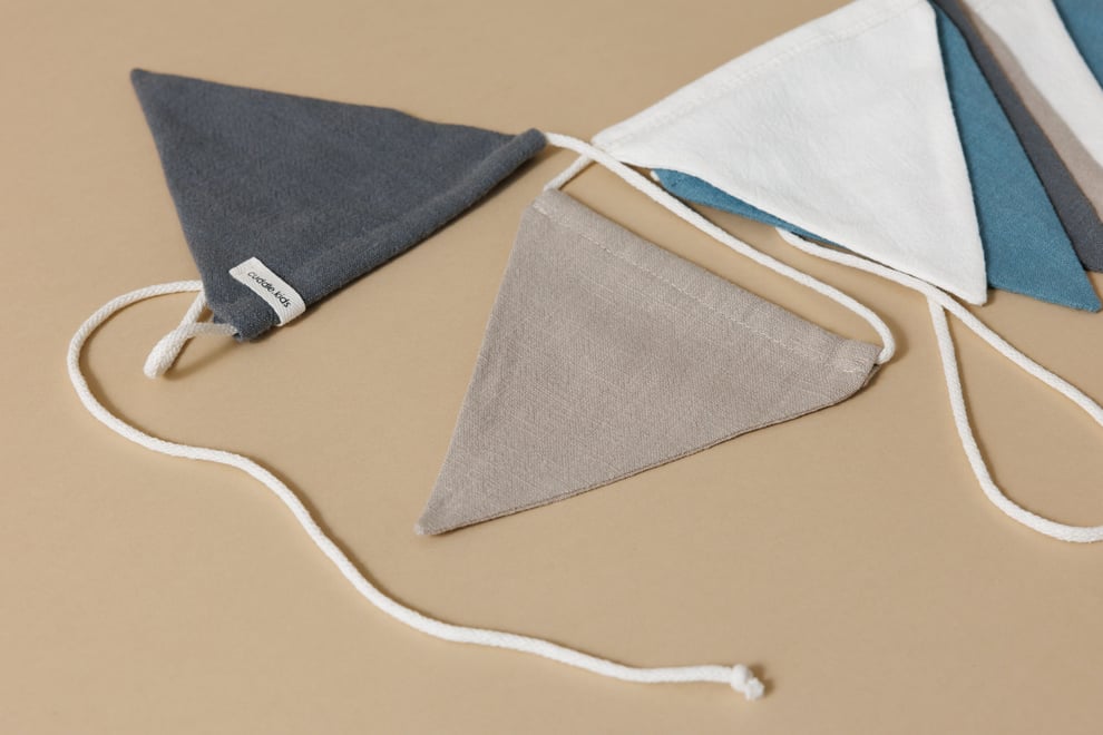 Linen Garland - Sand, Blue, White