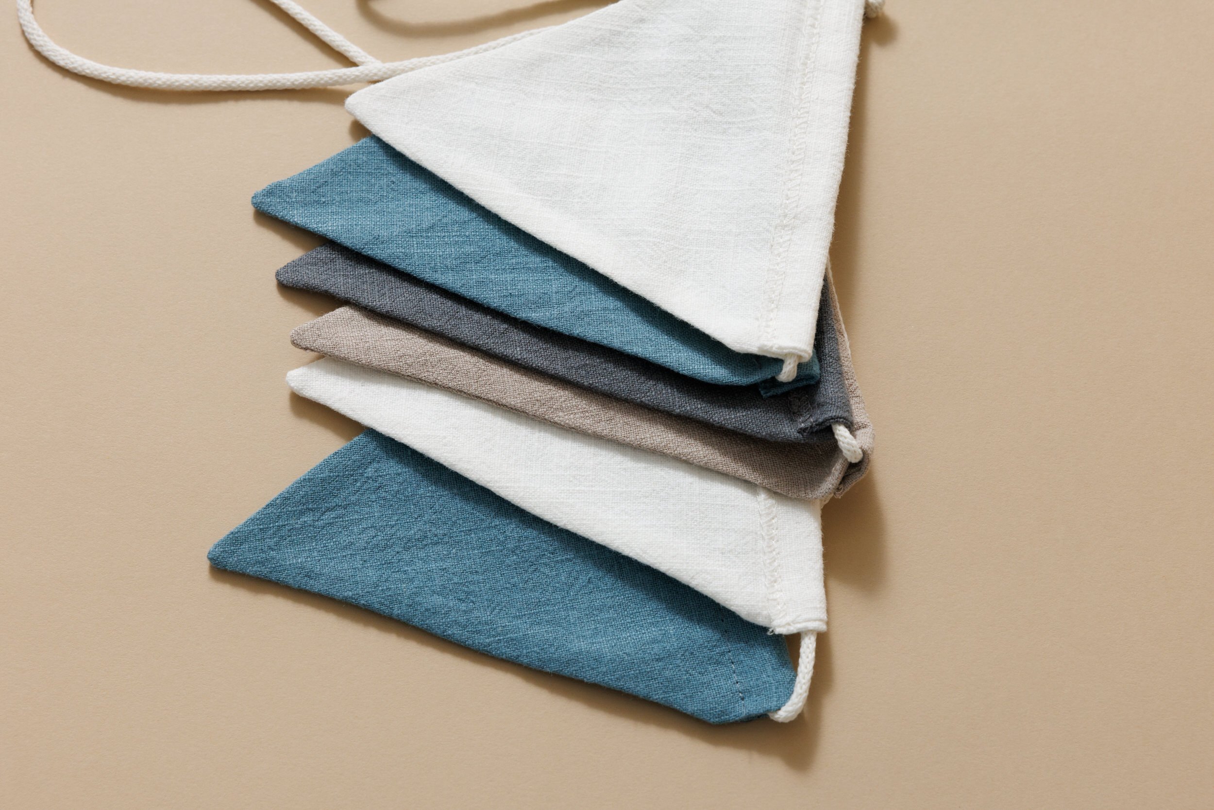 Linen Garland - Sand, Blue, White