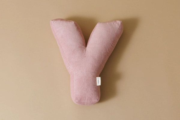 Buchstaben-Kissen Y - Rosa Kord