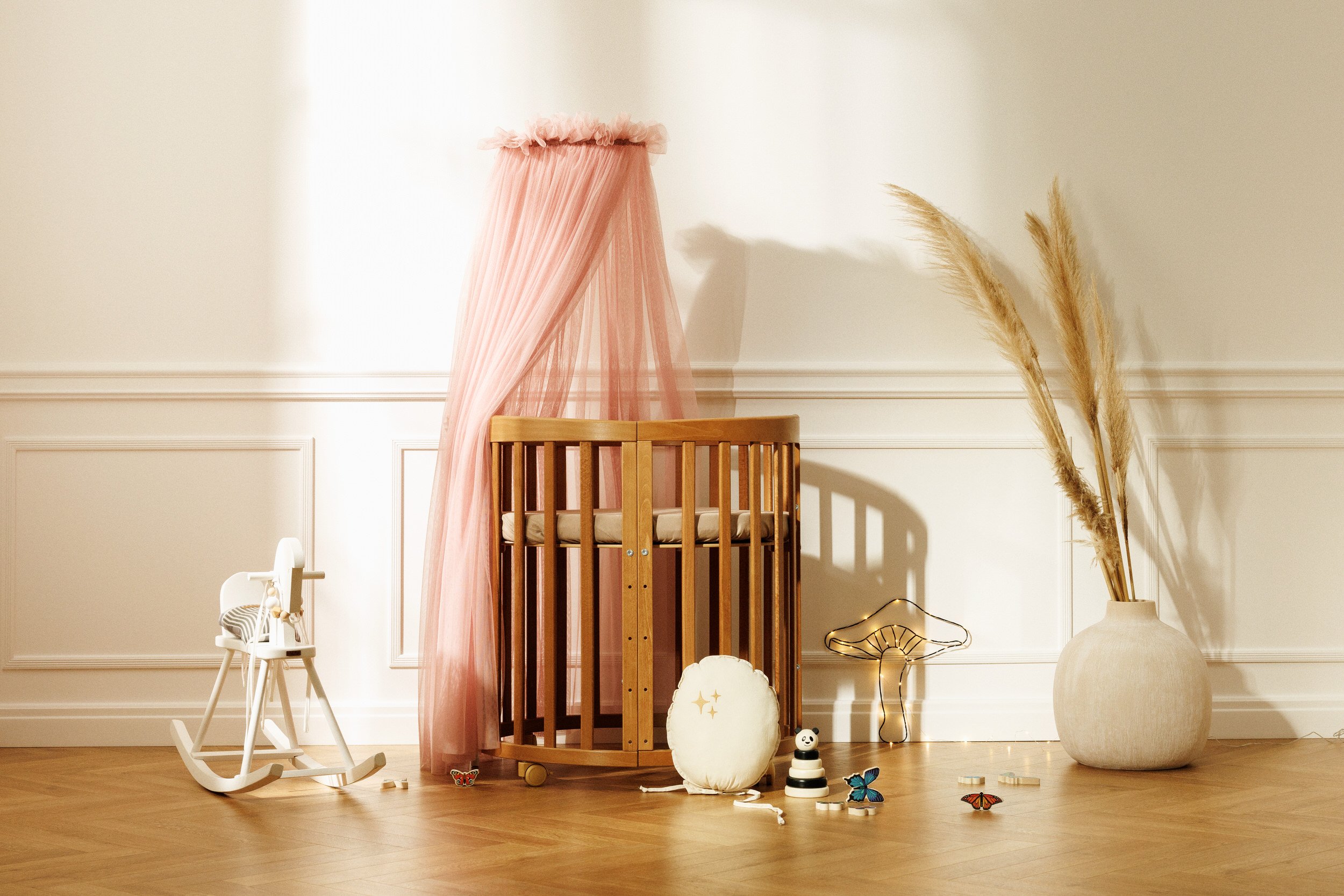 Pink Tulle Baby Bed Canopy with Frame