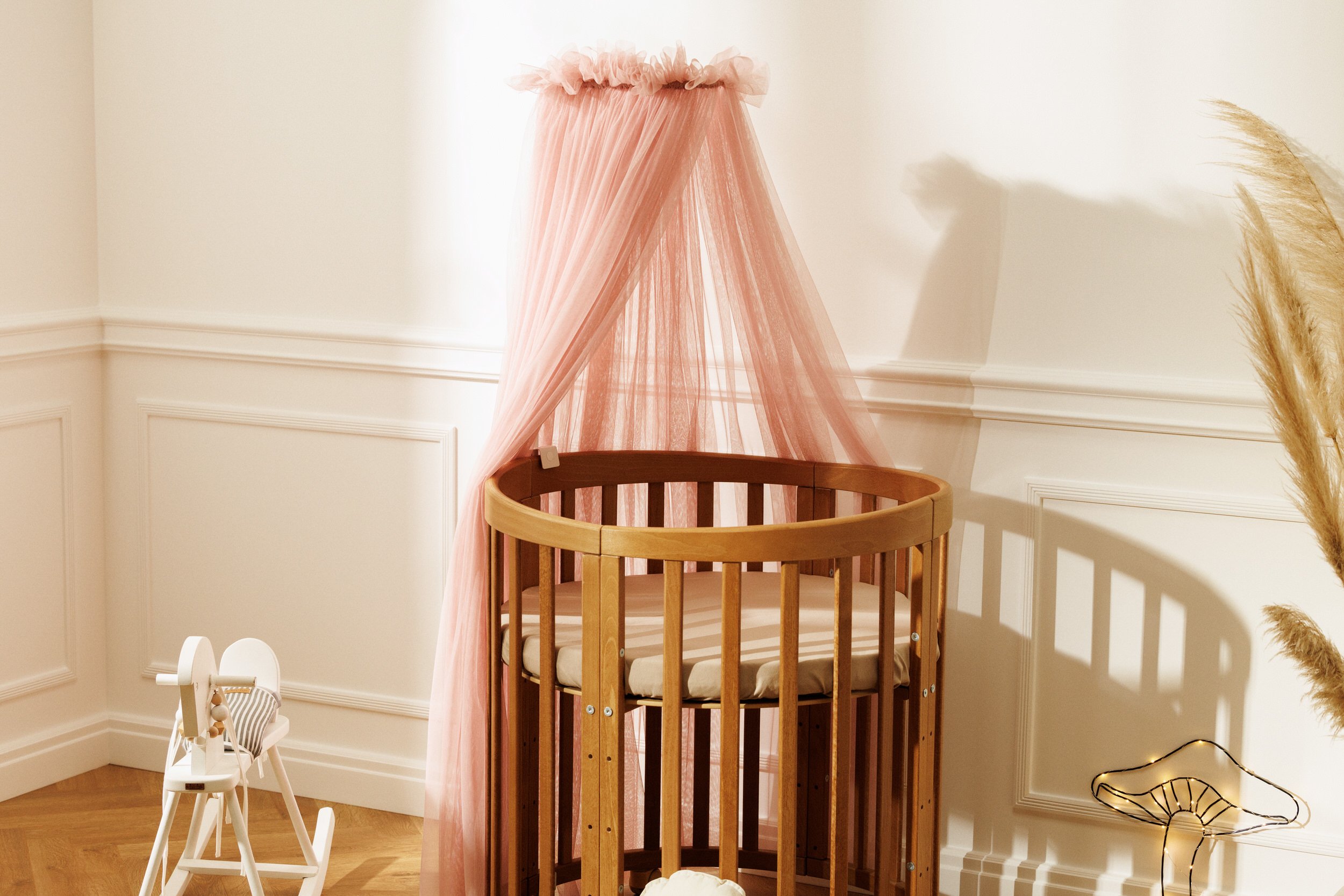 Pink Tulle Baby Bed Canopy with Frame