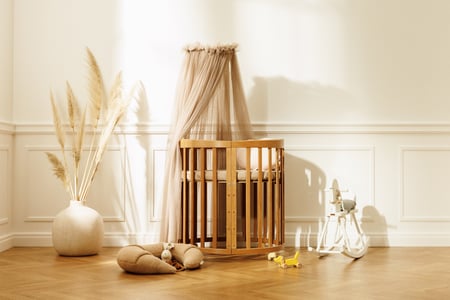 Taupe Tulle Baby Bed Canopy with Frame