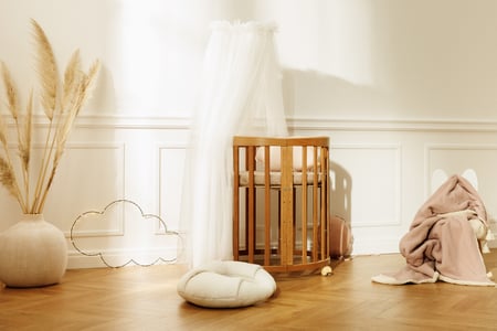 Ecru Tulle Baby Bed Canopy with Frame