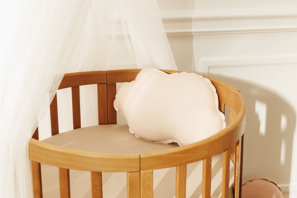 Ecru Tulle Baby Bed Canopy with Frame