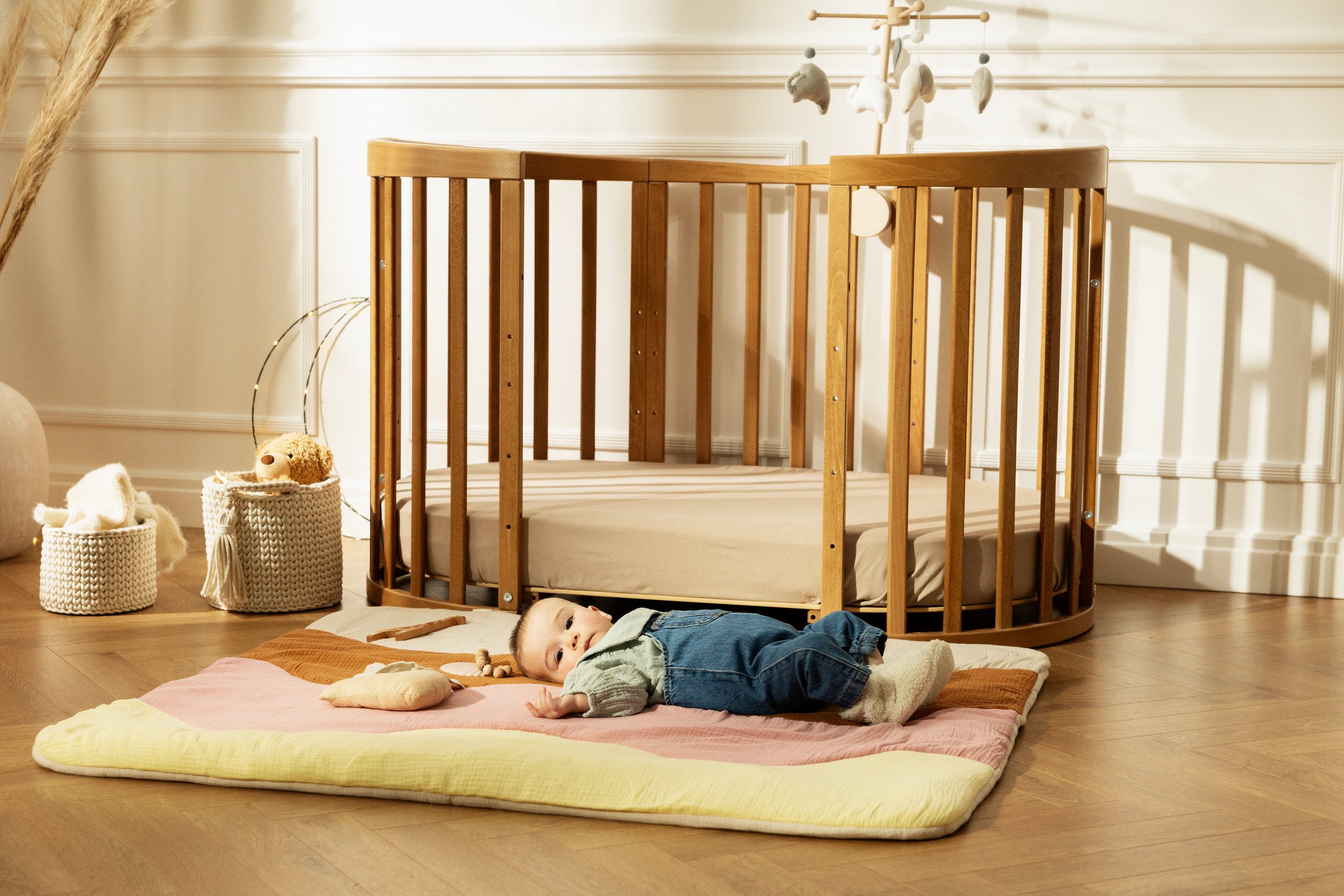 Berceau Évolutif 7 en 1 avec Matelas - Vintage Berceau Évolutif 7 en 1 avec Matelas - Vintage