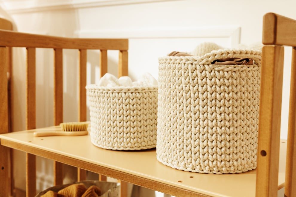 Set of 2 Crochet Toiletry Baskets - Natural 