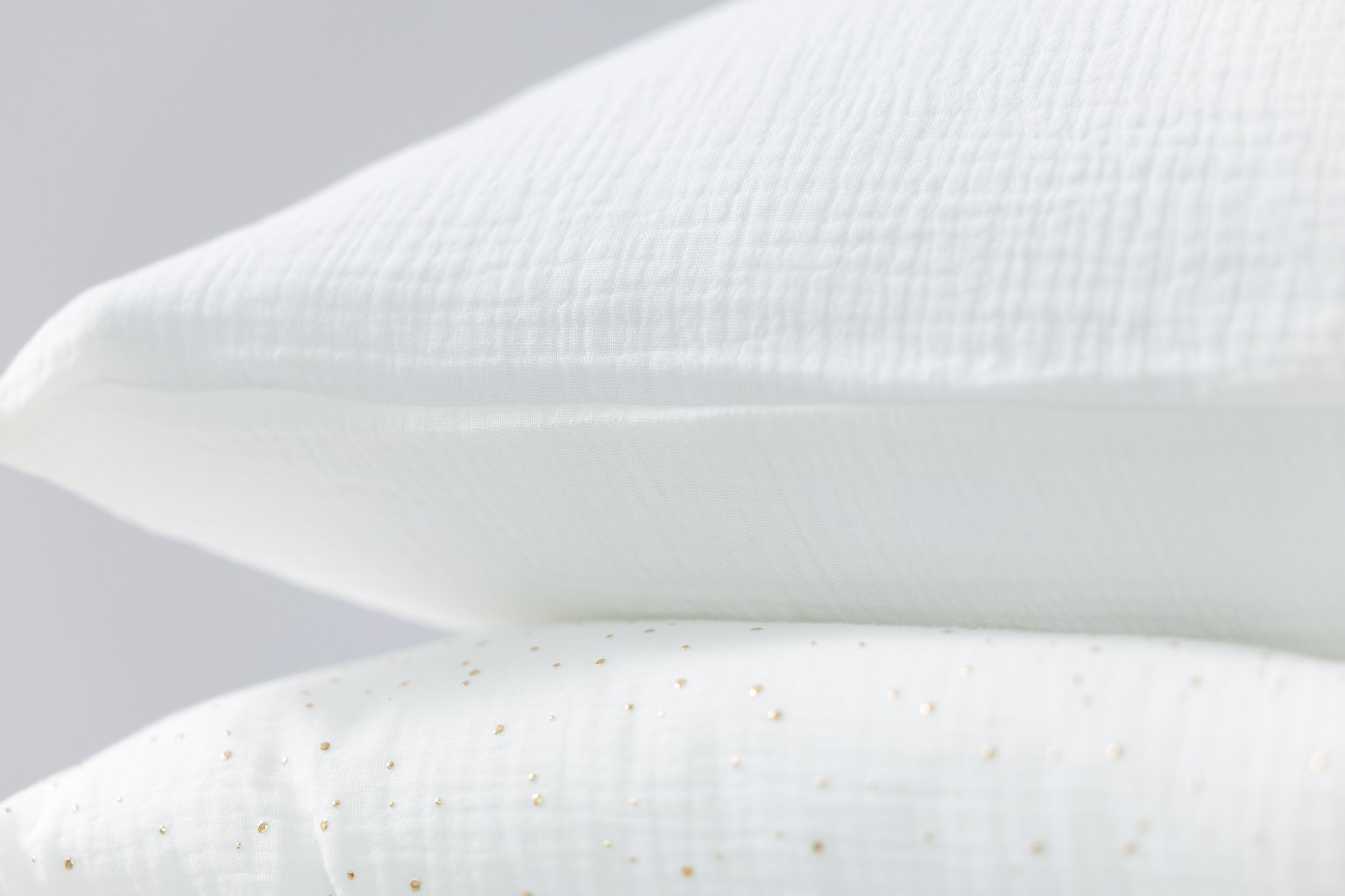 Cotton Muslin 140x200 Duvet Set - White & Gold Dots